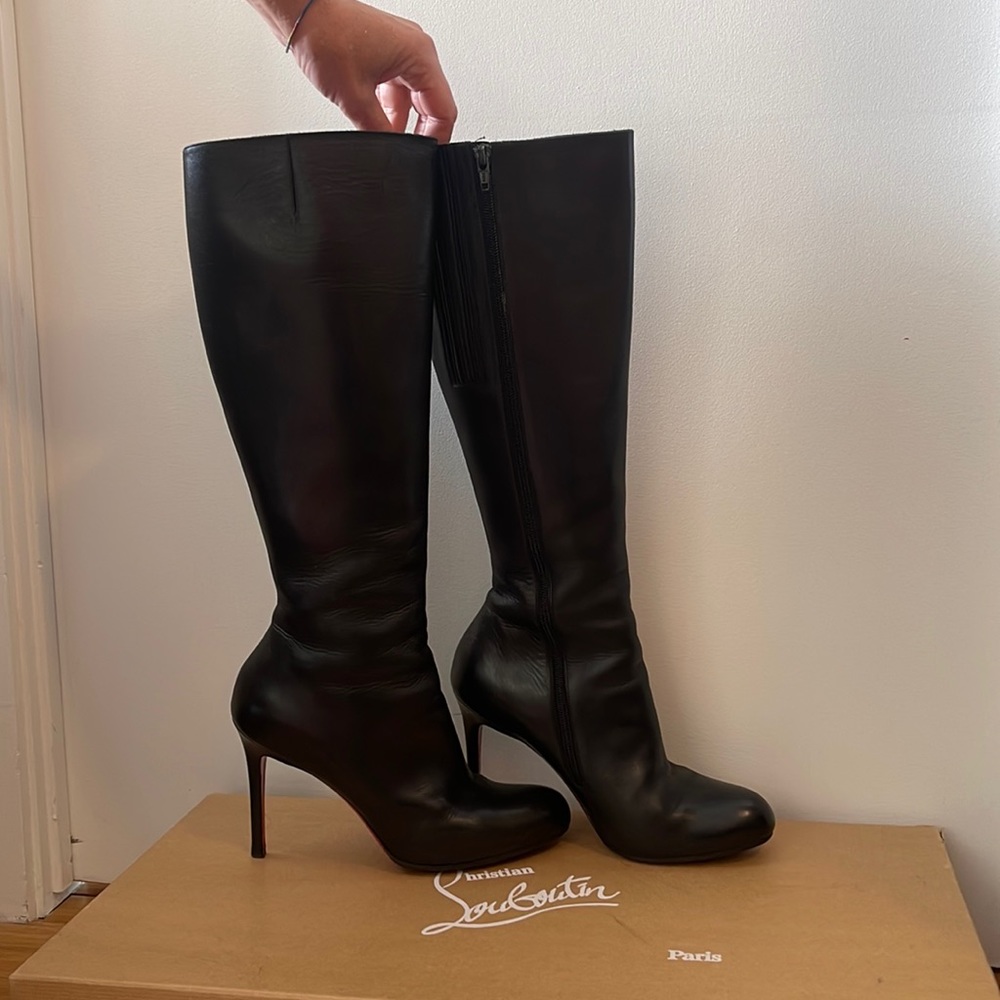 Leather Simple Botta 100 Calf VIP Christian Louboutin Knee Boots.